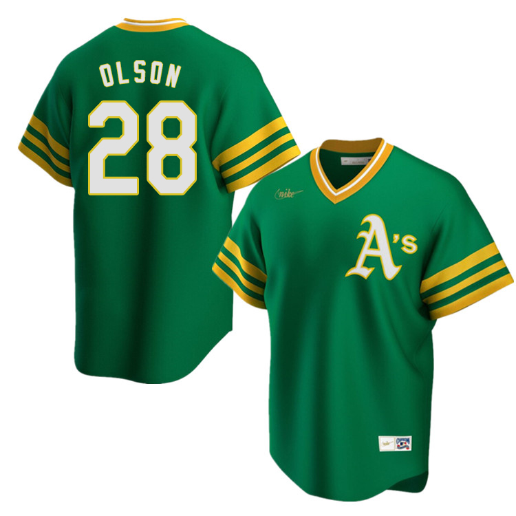 Nike Men #28 Matt Olson Oakland Athletics Cooperstown Baseball Jerseys Sale-Green